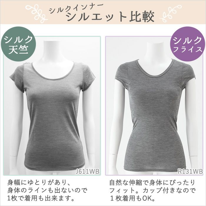 シルク100 天竺 半袖インナー フレンチ袖 日々の暮らしにやさしい下着 Bodyhints ボディヒンツ