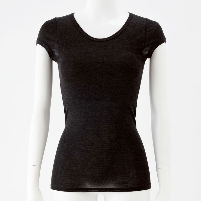 おうちで洗えるシルク100％フライス汗脇パッド付フレンチ袖インナー