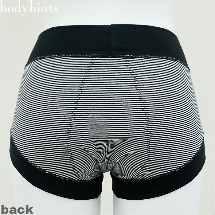 【多い日・夜用・ウルトラナイト】 超立体ボーダー柄サニタリーショーツ（生理用パンツ）【レギュラー丈】
