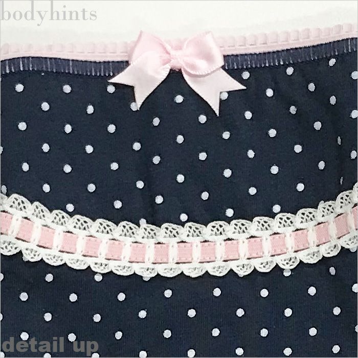 【昼用・ウイング】 サニタリーショーツ（生理用パンツ）ドット柄 レース リボン